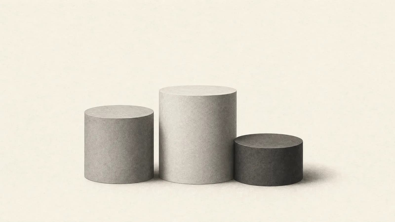 Editorial illustration of three empty podium plinths of different heights, comparing crypto ad networks for publishers